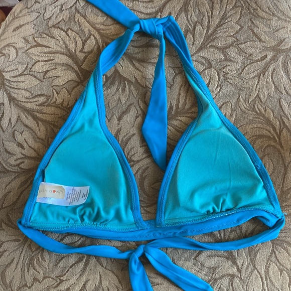 Hula Honey blue bikini bra tie neck string and back removable pads size S - Picture 6 of 6